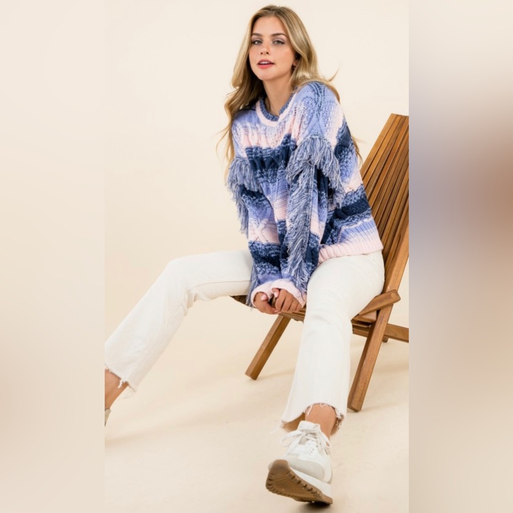 Fringe Cable Knit Sweater